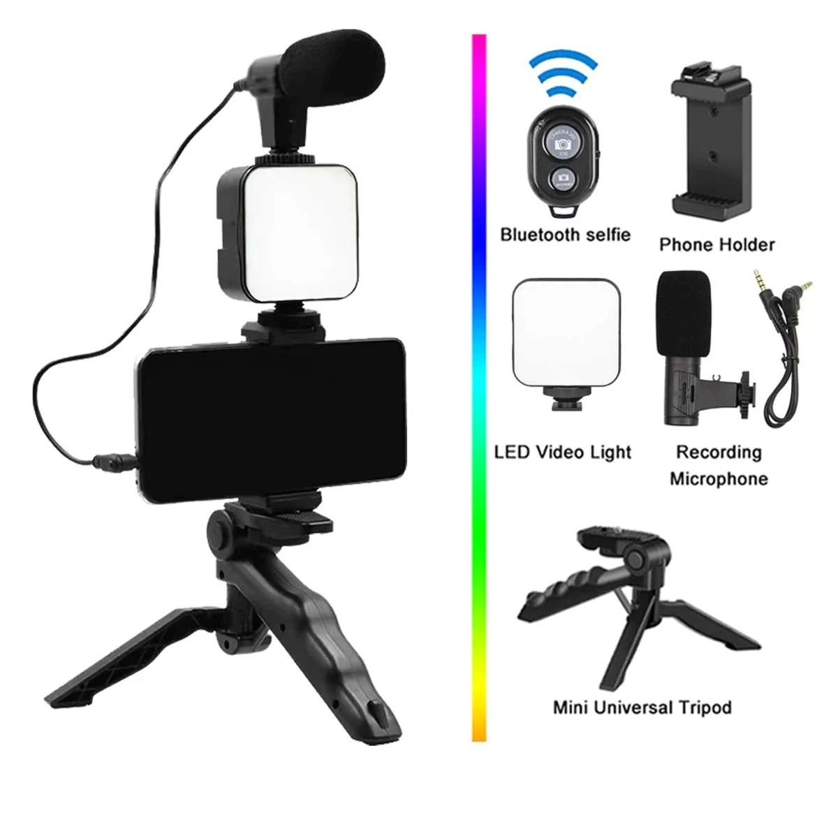 REMOTE CONTROL VIDEO KITS MICROPHONE LED FILL LIGHT MINI TRIPOD