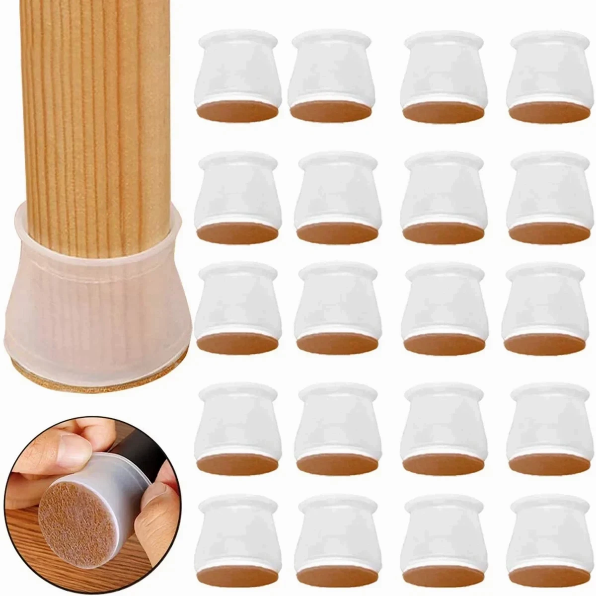 24 pcs Chair Leg Floor Protectors Felt Bottom Furniture Silicone Leg Caps, Chair Leg Covers to Reduce Noise, Easily Moving for Furniture Chair Feet,(coffee colour)